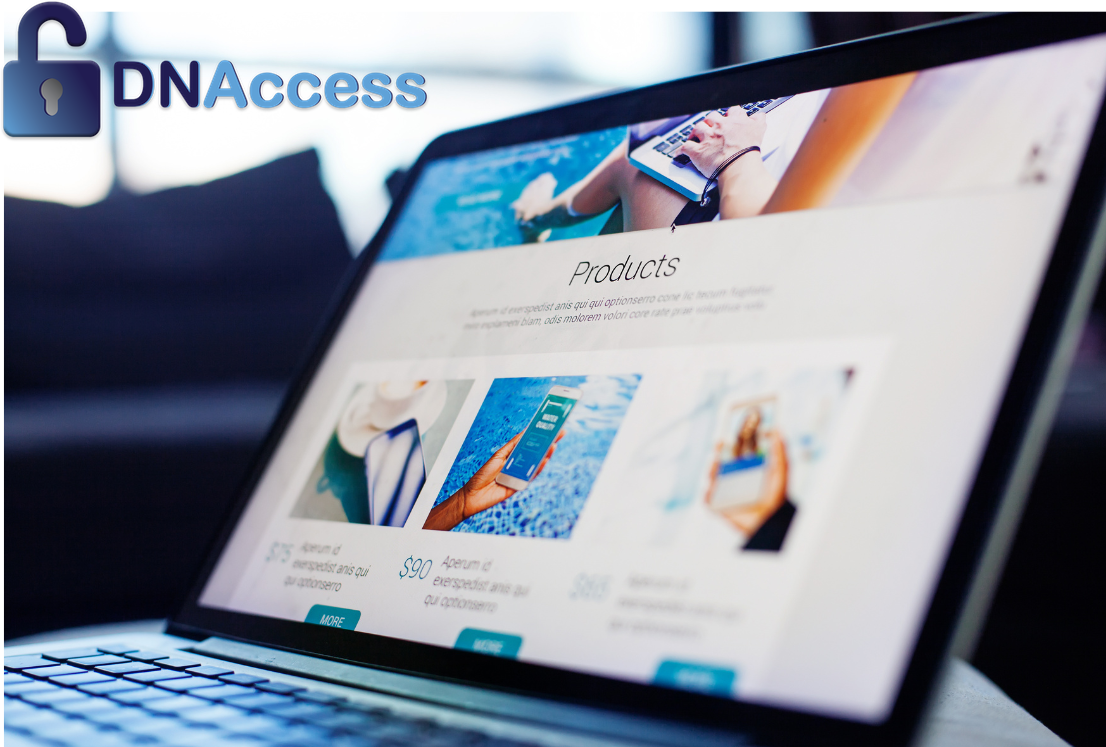 website on laptop, dnaccess